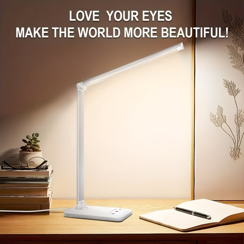 Lampe de bureau à barre pliante blanche et sortie USB 5 V