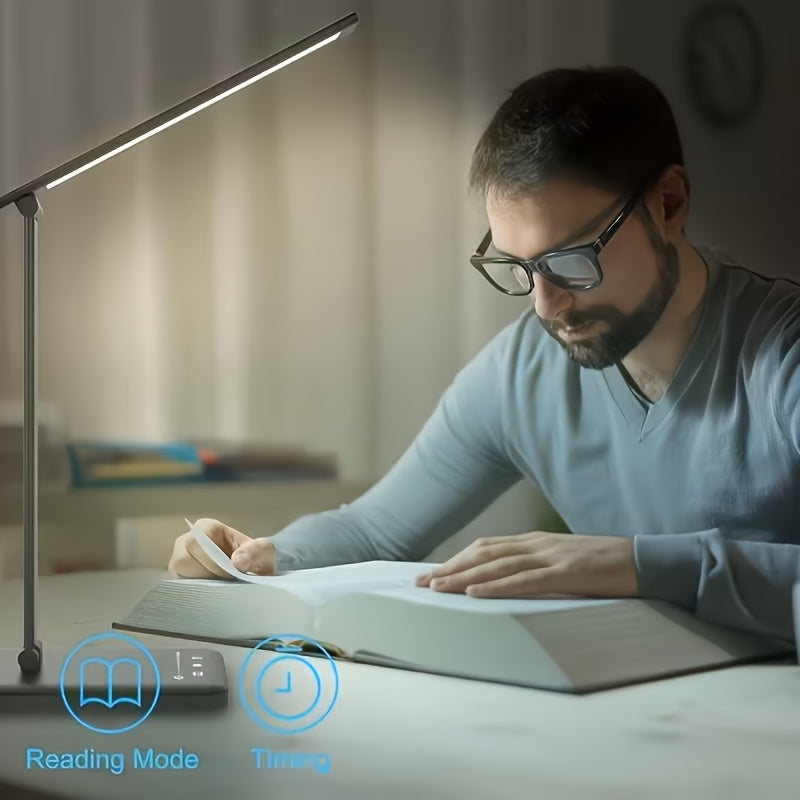 Lampe de bureau à barre pliante blanche et sortie USB 5 V