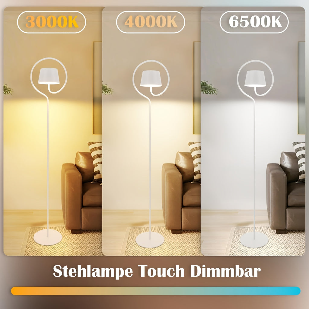 Lampe de bureau blanche à anneau d'acier, trois blancs LED