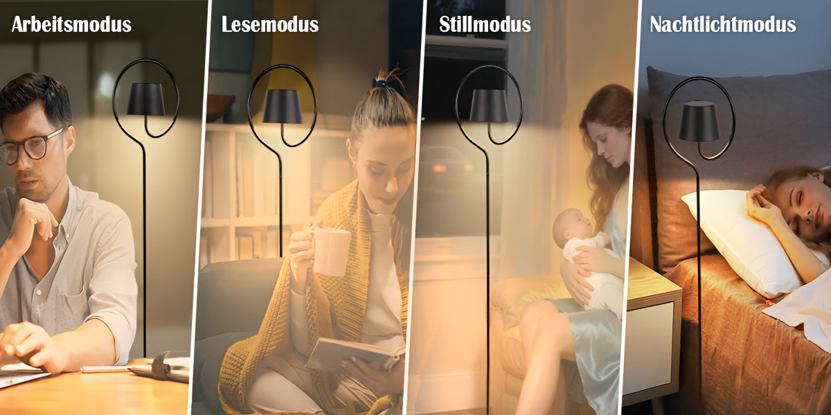 Lampe de bureau blanche à anneau d'acier, trois blancs LED