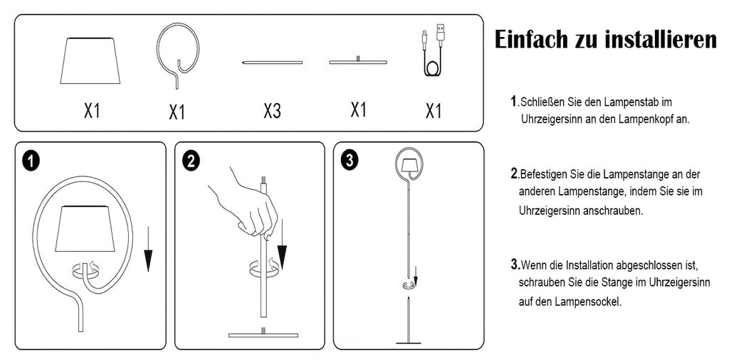Lampe de bureau blanche à anneau d'acier, trois blancs LED