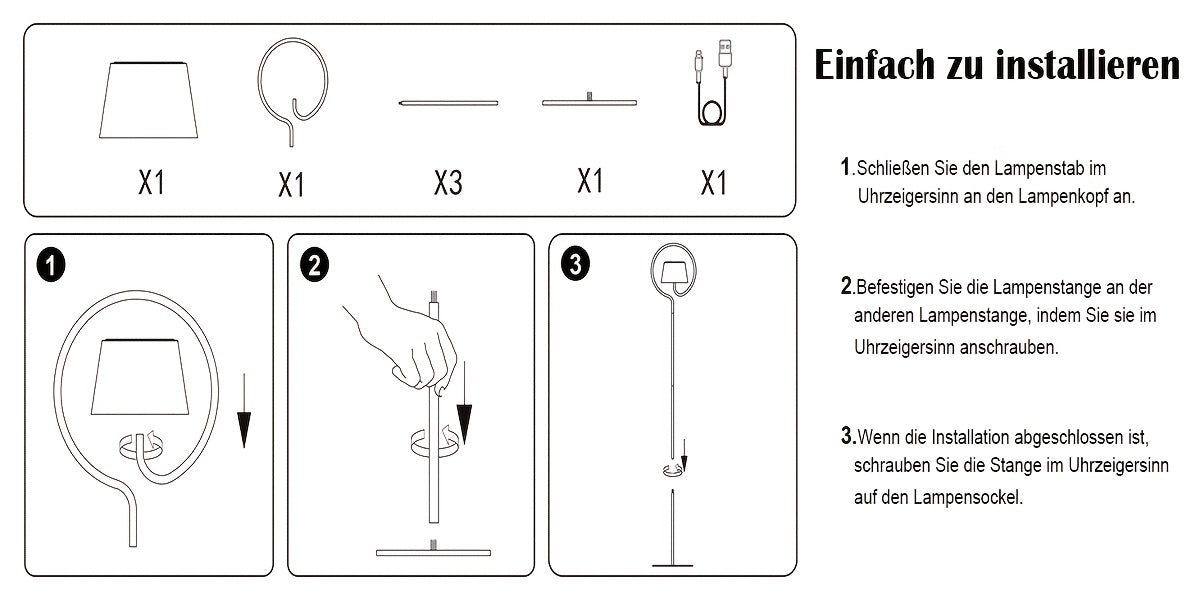 Lampe de bureau blanche à anneau d'acier, trois blancs LED