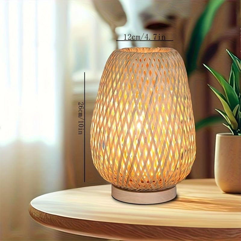 Lampe de bureau bohème en bambou tissé - Ambiance naturelle — photo 3 Image