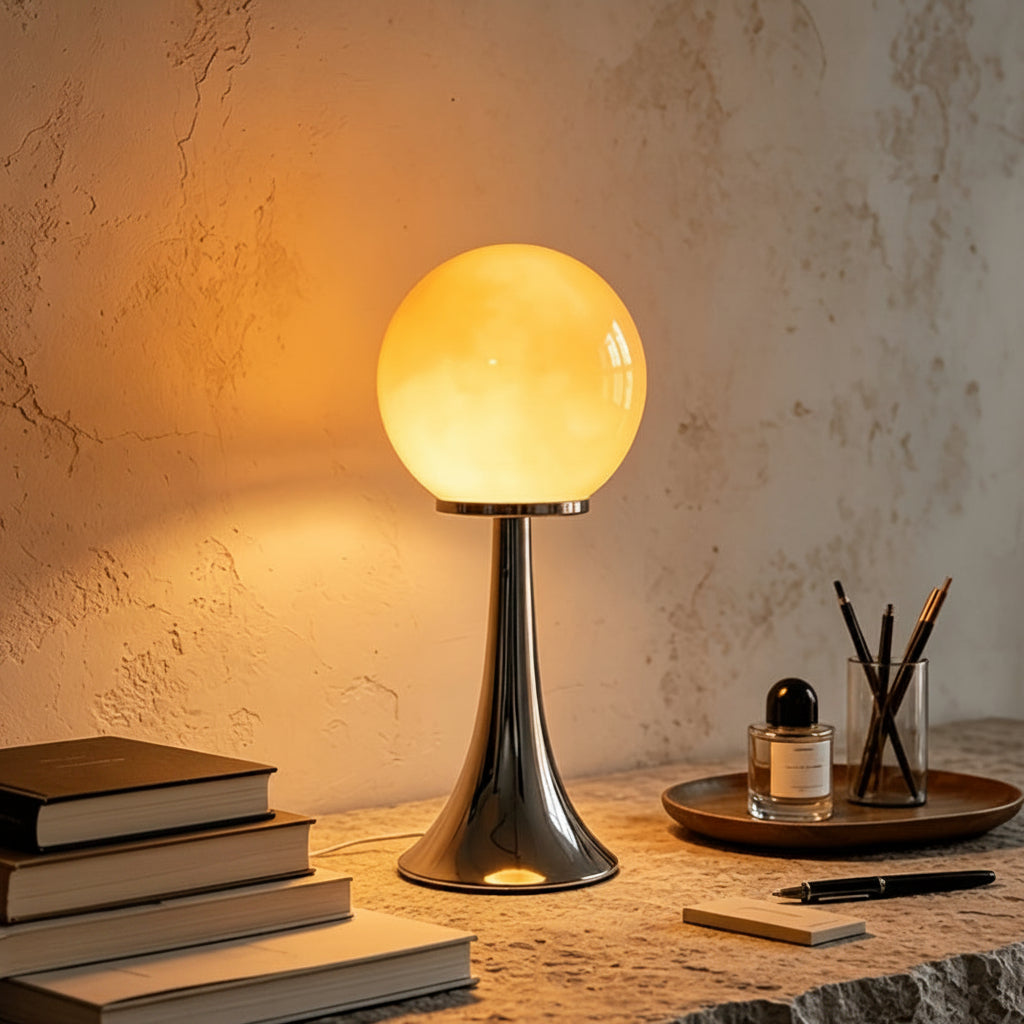 Lampe de bureau boule en verre – Design rétro minimaliste — photo 6