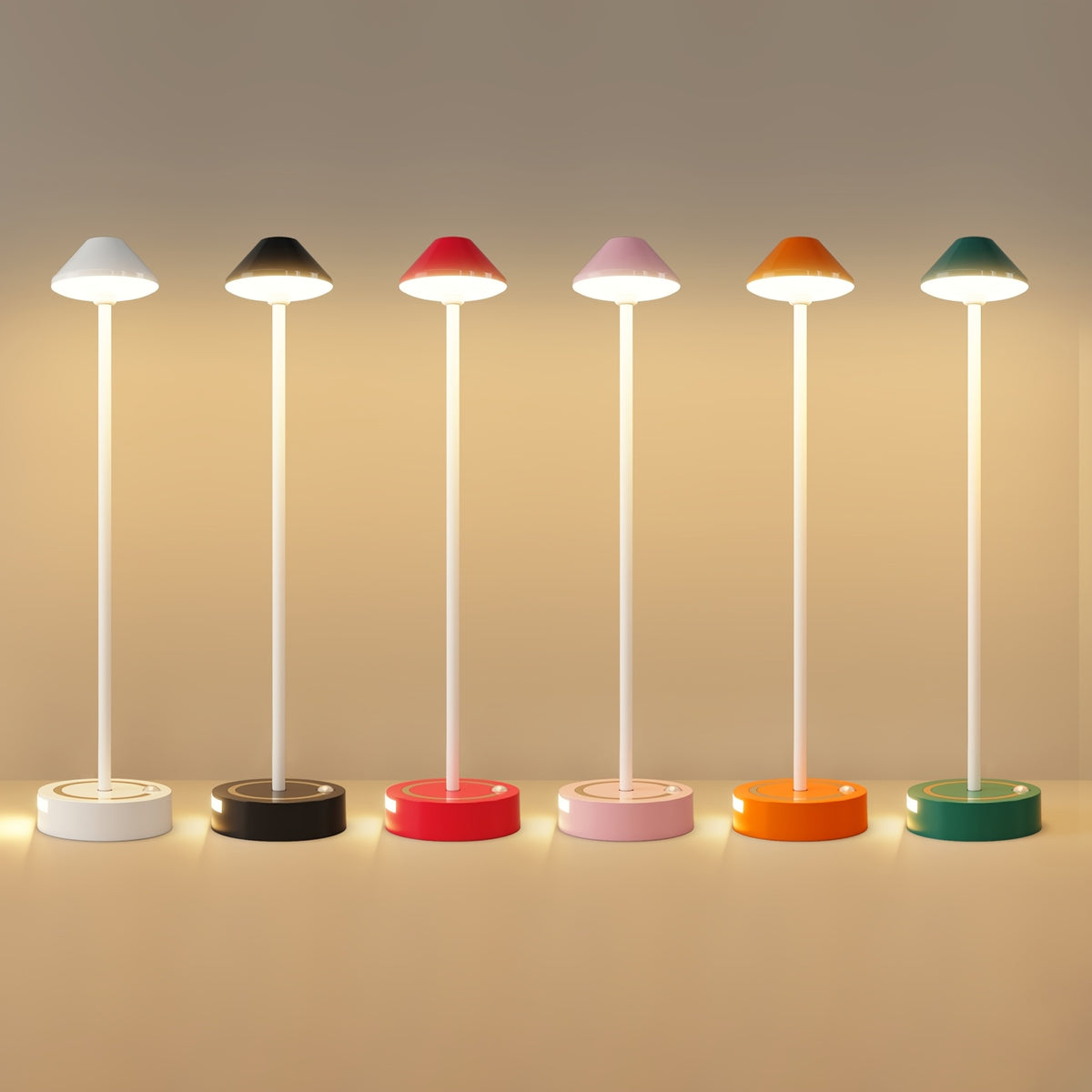 Lampe de bureau à capteur, abat-jour conique, 39 cm de haut