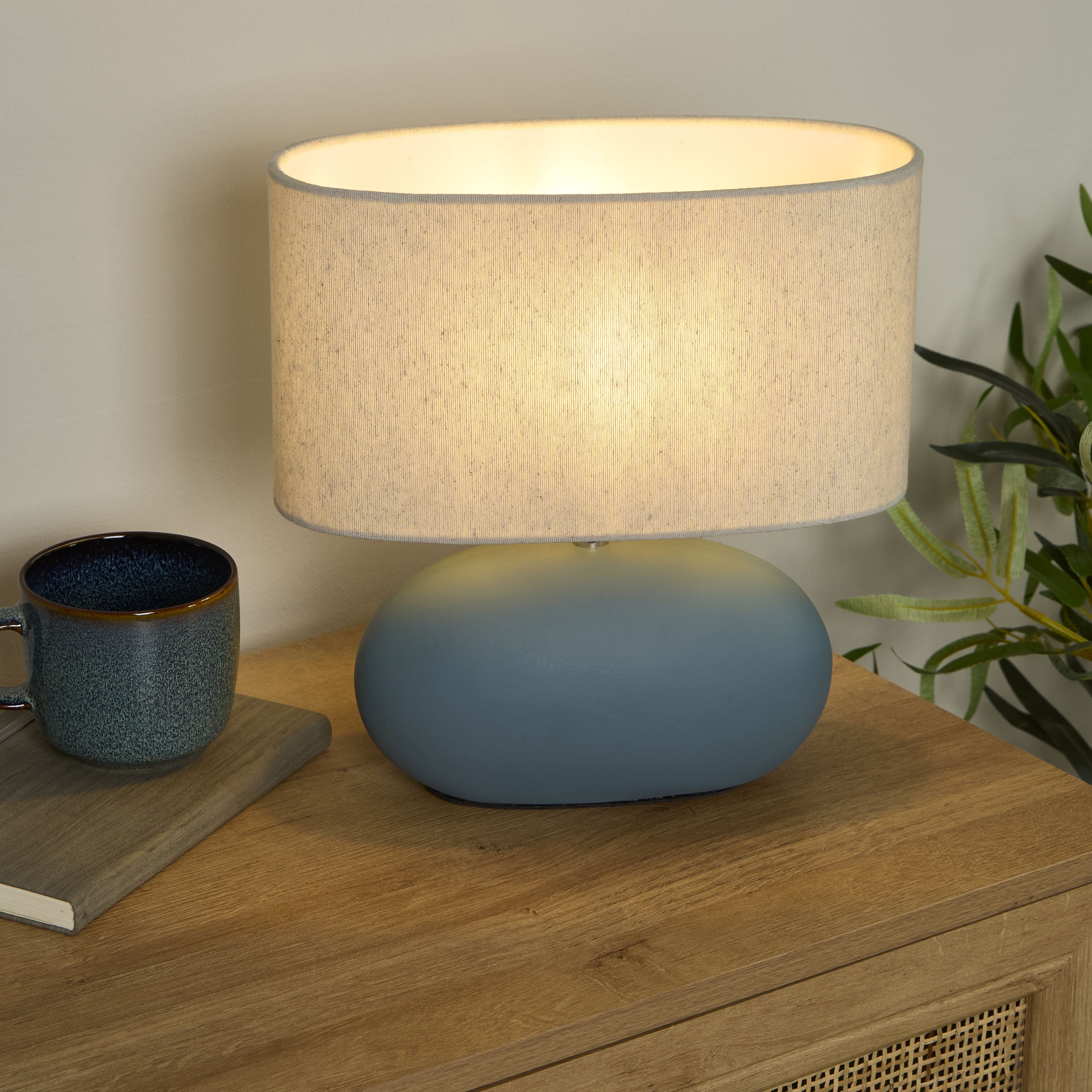 Lampe de bureau en céramique bleue - Design galet moderne — photo 1 Image