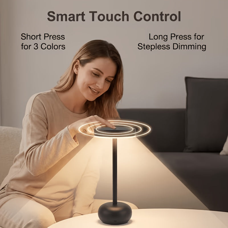 Lampe de bureau champignon métal, batterie 1200 mAh, 20,5 cm