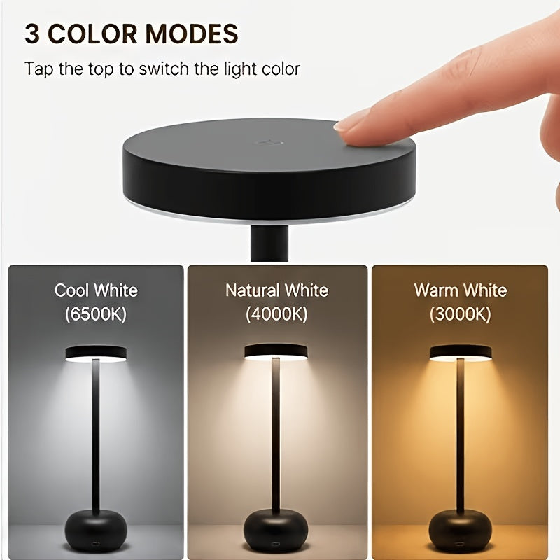 Lampe de bureau champignon métal, batterie 1200 mAh, 20,5 cm