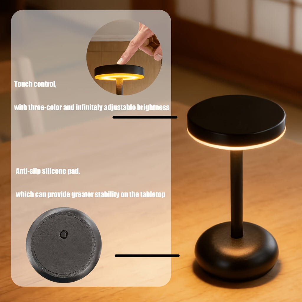 Lampe de bureau champignon métal, batterie 1200 mAh, 20,5 cm