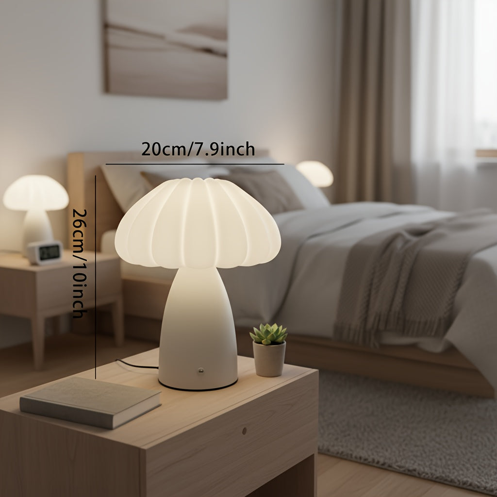 Lampe de bureau champignon plissée sans fil, 3 coloris mats