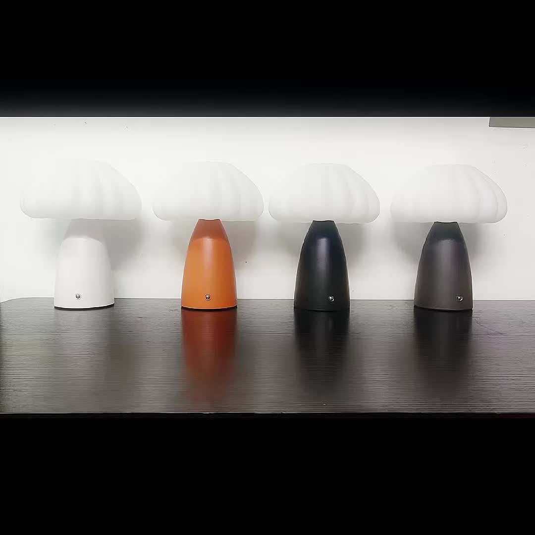 Lampe de bureau champignon plissée sans fil, 3 coloris mats