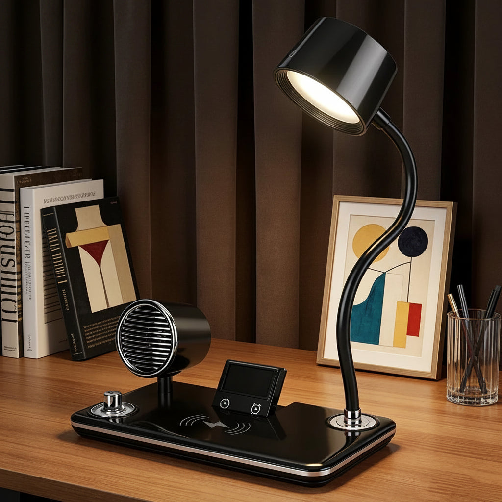 Lampe de bureau avec chargeur sans fil - Enceinte et horloge — photo 1