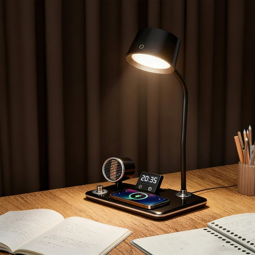 Lampe de bureau avec chargeur sans fil - Enceinte et horloge — photo 3