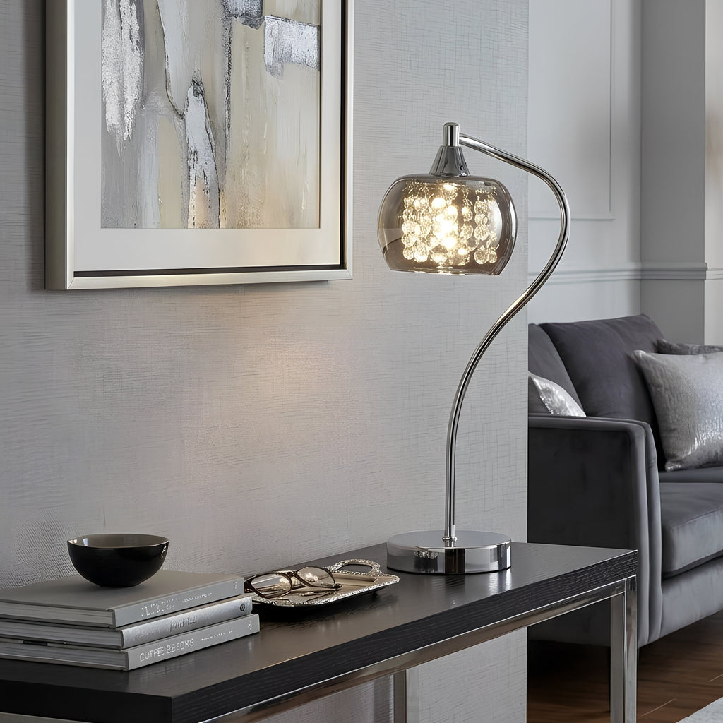 Lampe de bureau chromée globe verre fumé - Design artistique — photo 1