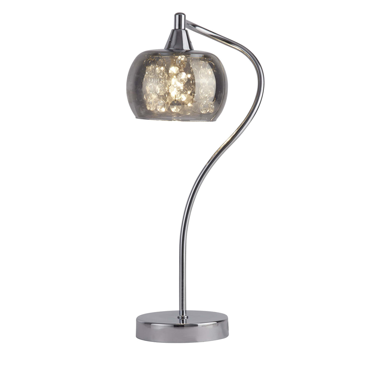 Lampe de bureau chromée globe verre fumé - Design artistique — photo 2