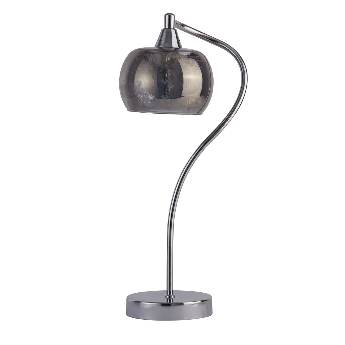 Lampe de bureau chromée globe verre fumé - Design artistique — photo 3