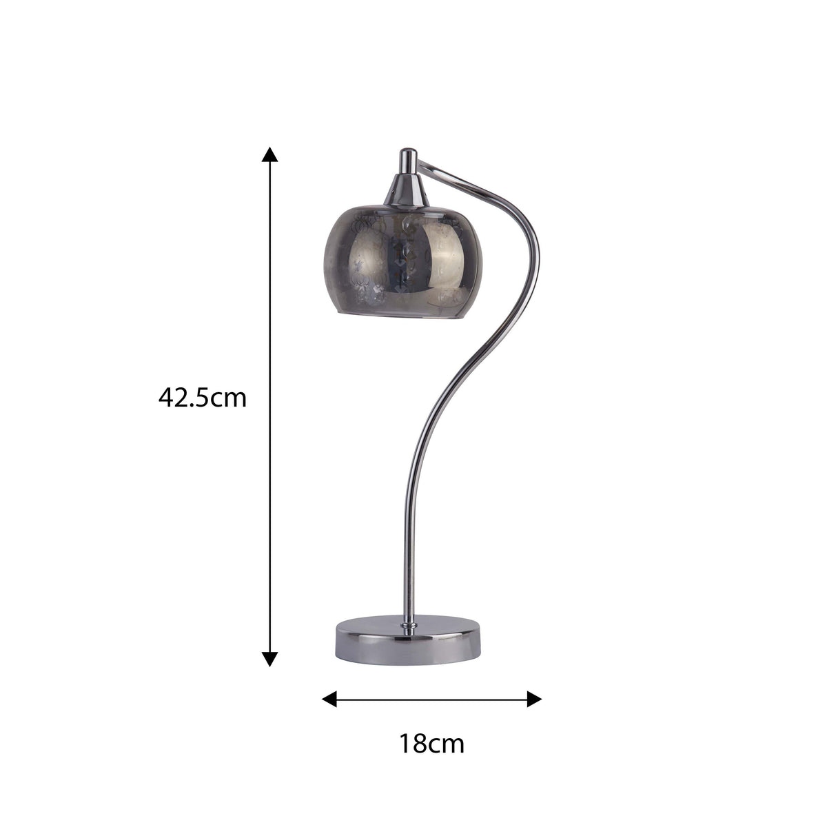 Lampe de bureau chromée globe verre fumé - Design artistique — photo 5