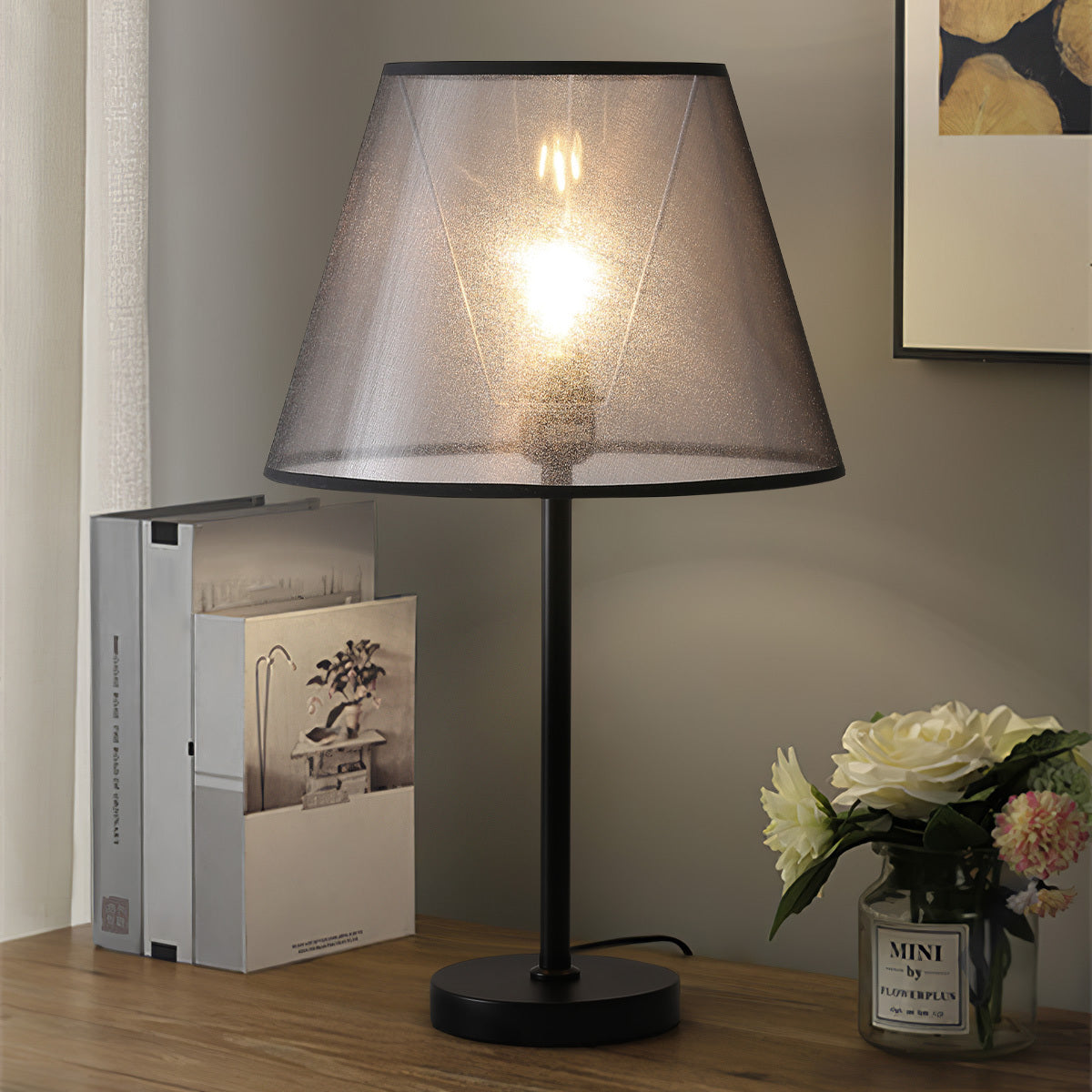 Lampe de bureau design – Lot de 3, abat-jour tissu noir — photo 3