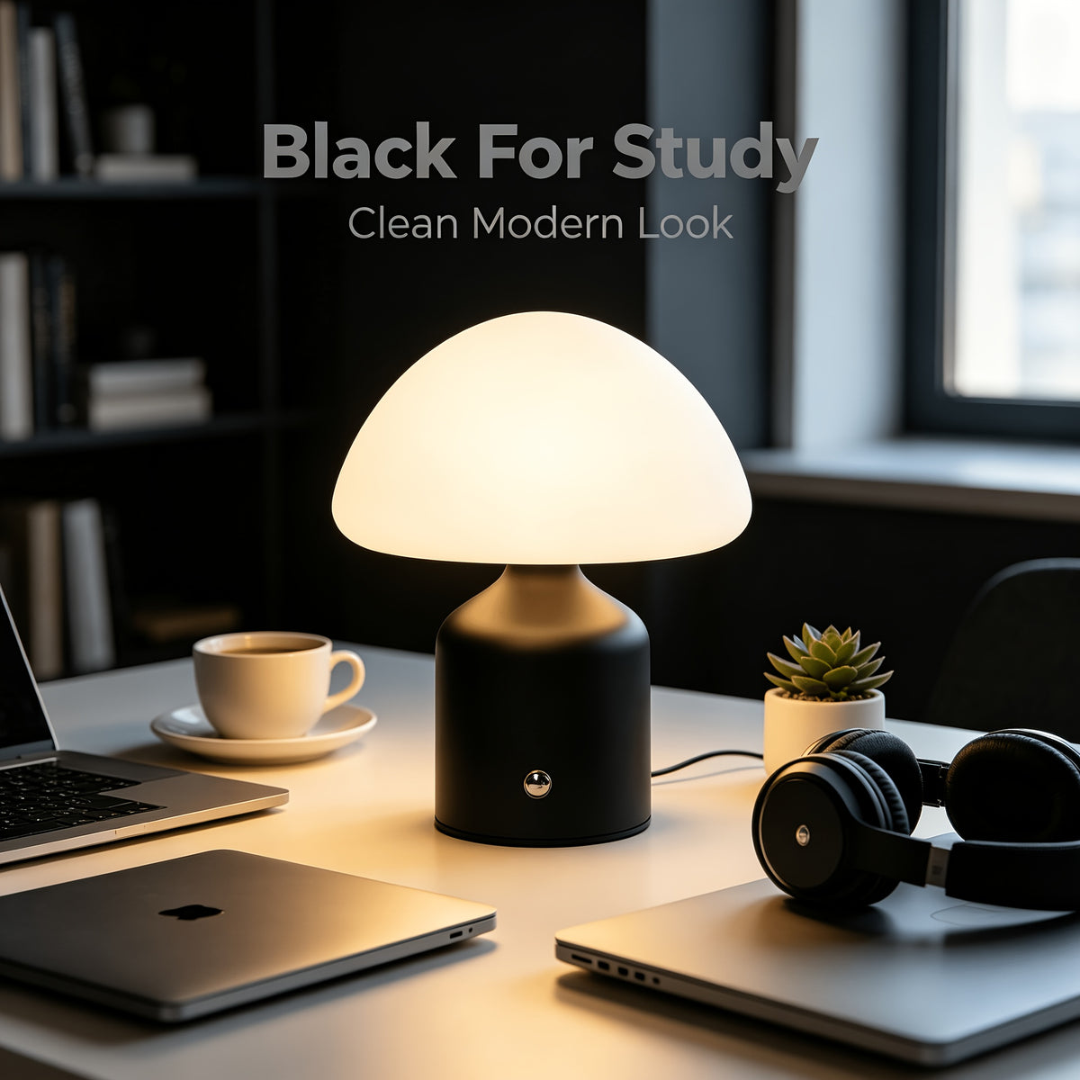Lampe de bureau à dôme opale et socle en métal brossé mat