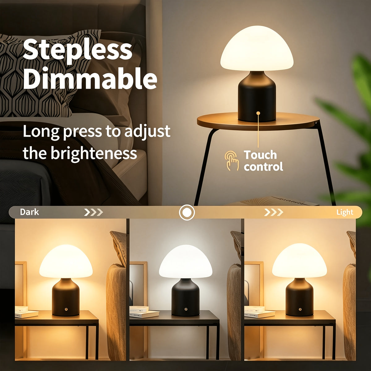 Lampe de bureau à dôme opale et socle en métal brossé mat