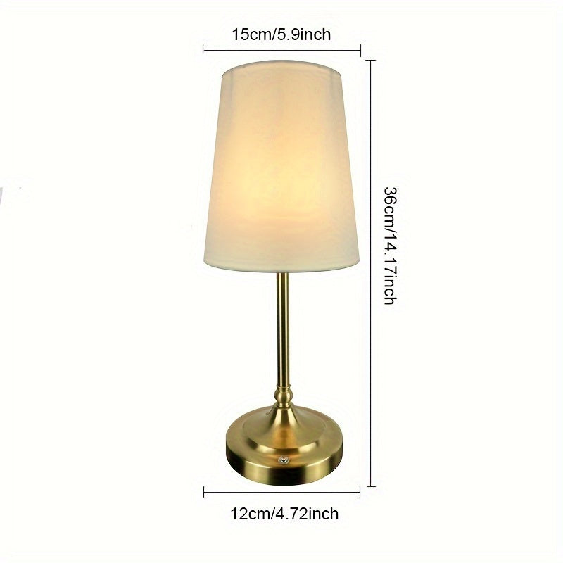 Lampe de bureau dorée sans fil tactile - Abat-jour tissu — photo 2