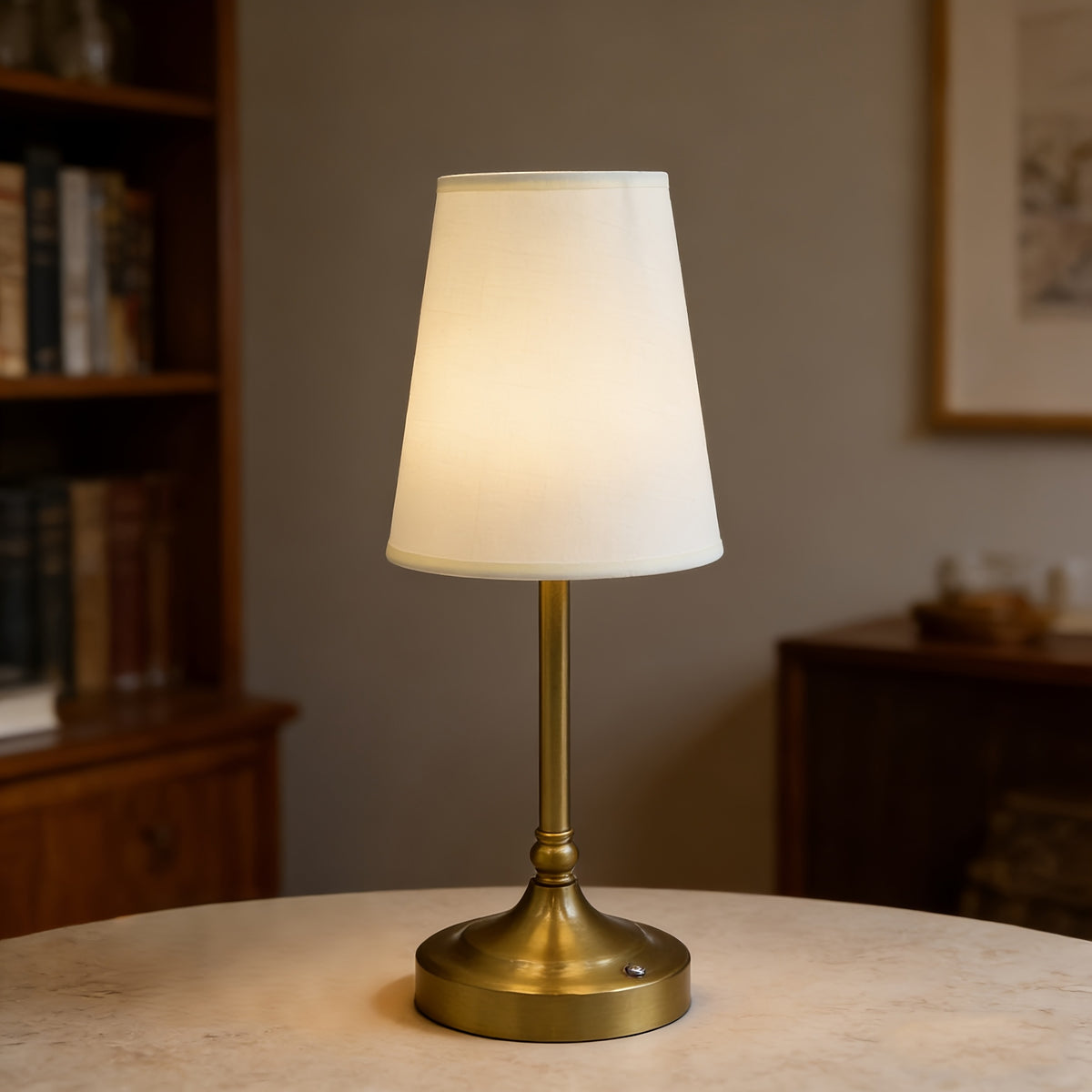Lampe de bureau dorée sans fil tactile - Abat-jour tissu — photo 5