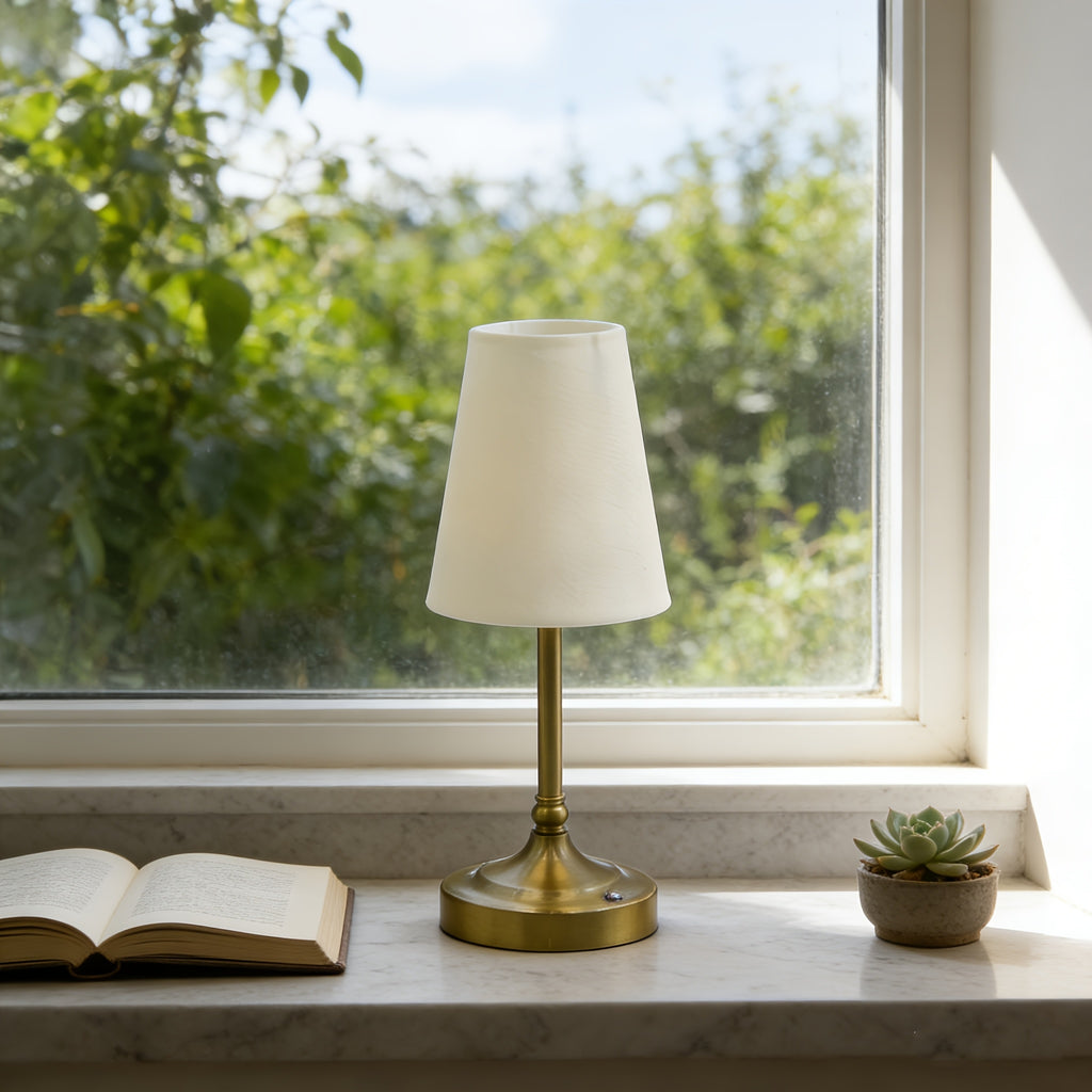 Lampe de bureau dorée sans fil tactile - Abat-jour tissu — photo 6