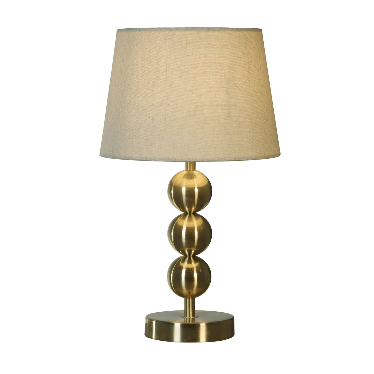Lampe de bureau dorée à sphères - Abat-jour tissu écru — photo 2