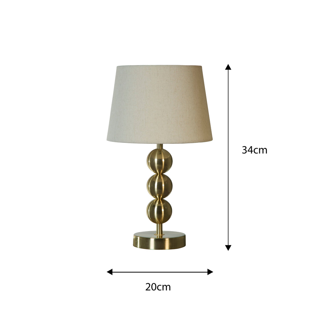Lampe de bureau dorée à sphères - Abat-jour tissu écru — photo 4