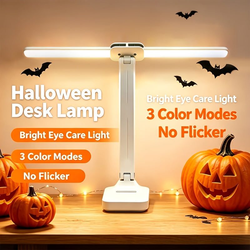 Lampe de bureau pliante à deux bras de 22 cm, rechargeable