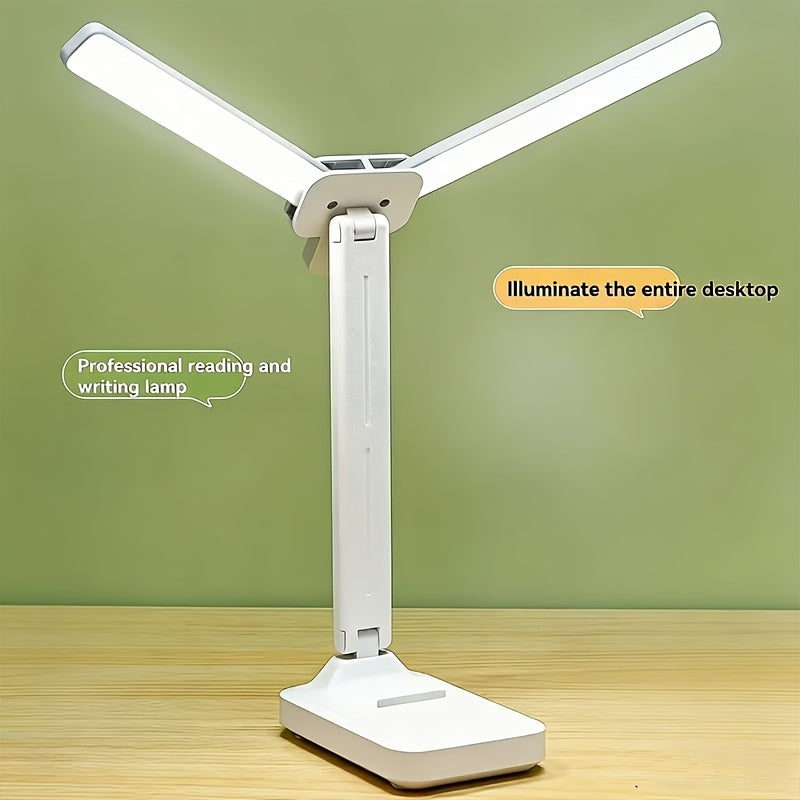 Lampe de bureau pliante à deux bras de 22 cm, rechargeable