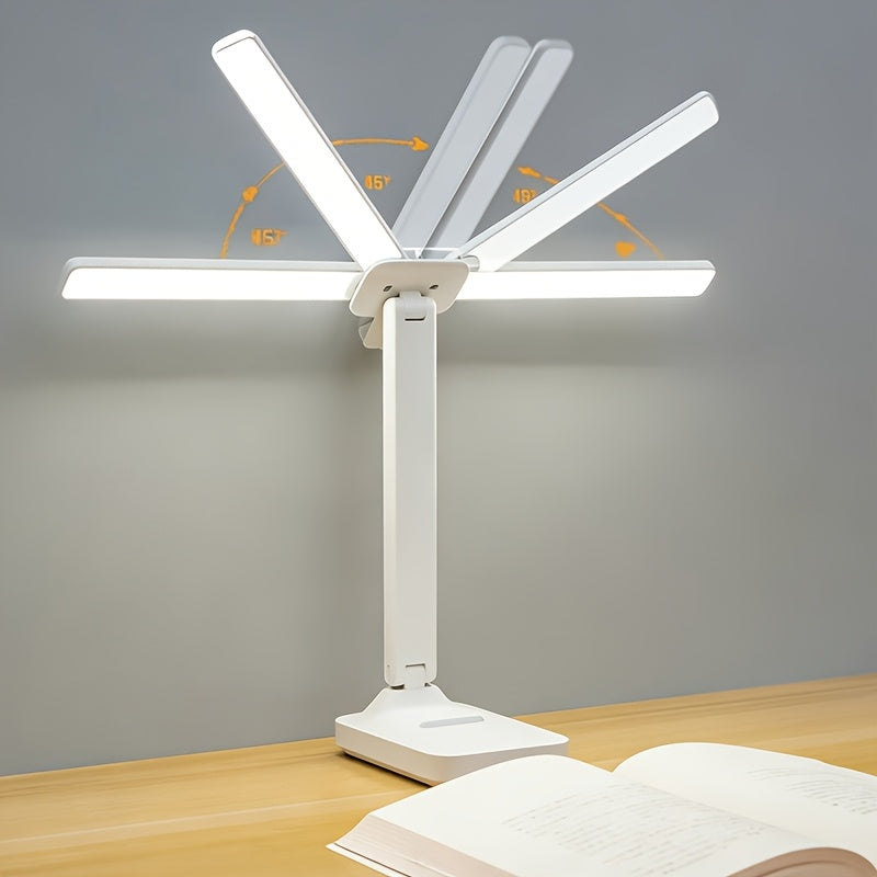 Lampe de bureau pliante à deux bras de 22 cm, rechargeable