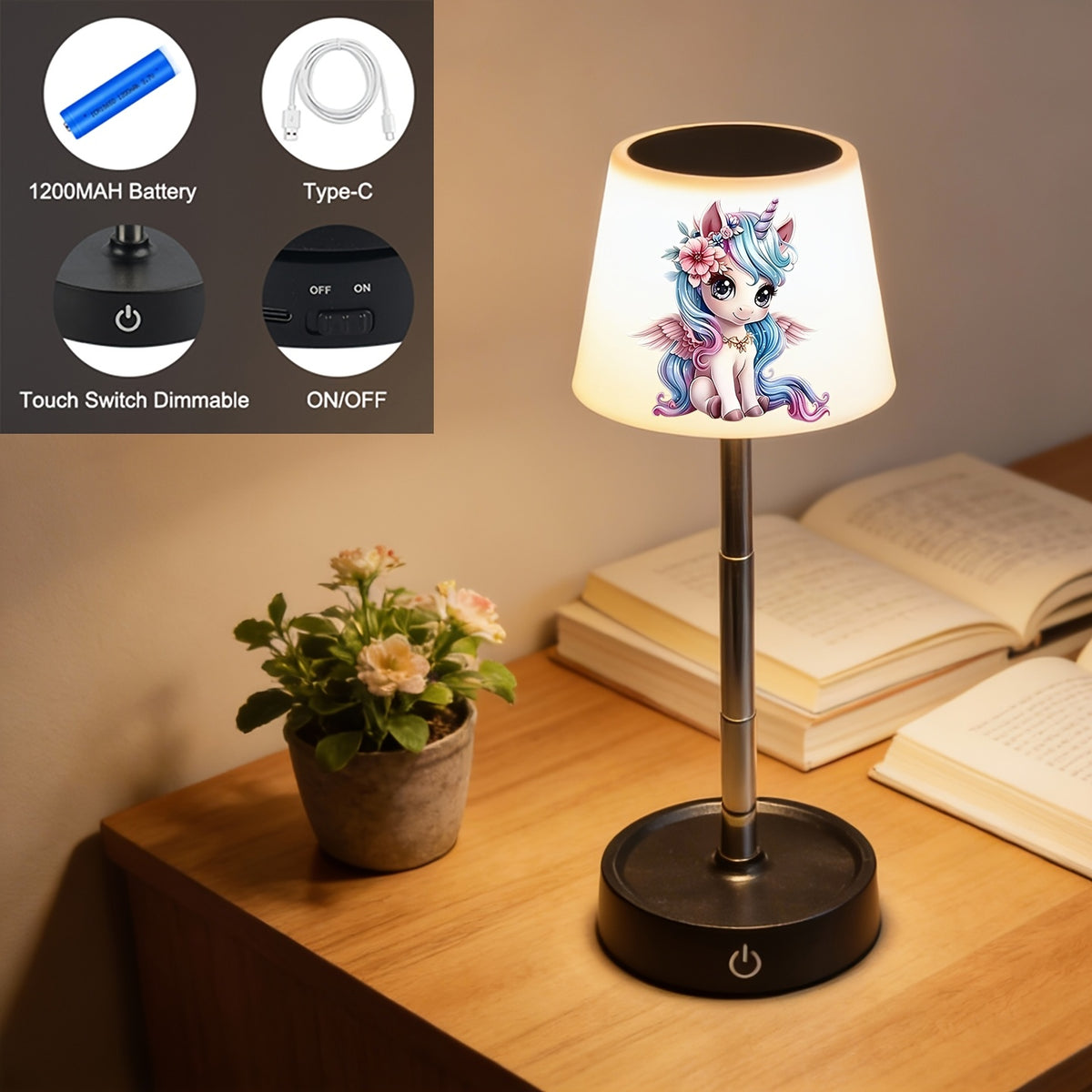 Lampe de bureau enfant licorne tactile - Sans fil réglable — photo 6 Image