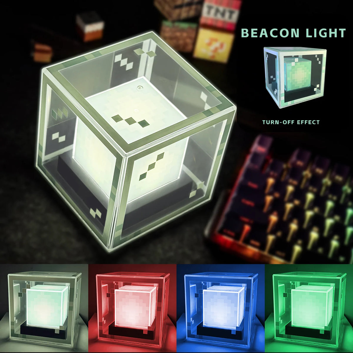 Lampe de bureau enfant Minecraft - Balise pixelisée LE — photo 2