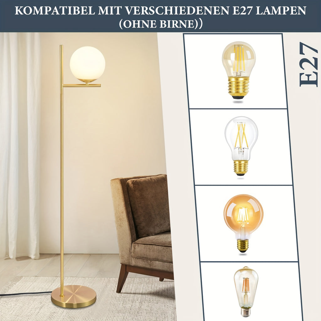Lampe de bureau à globe opale de 20 cm, noir mat ou doré