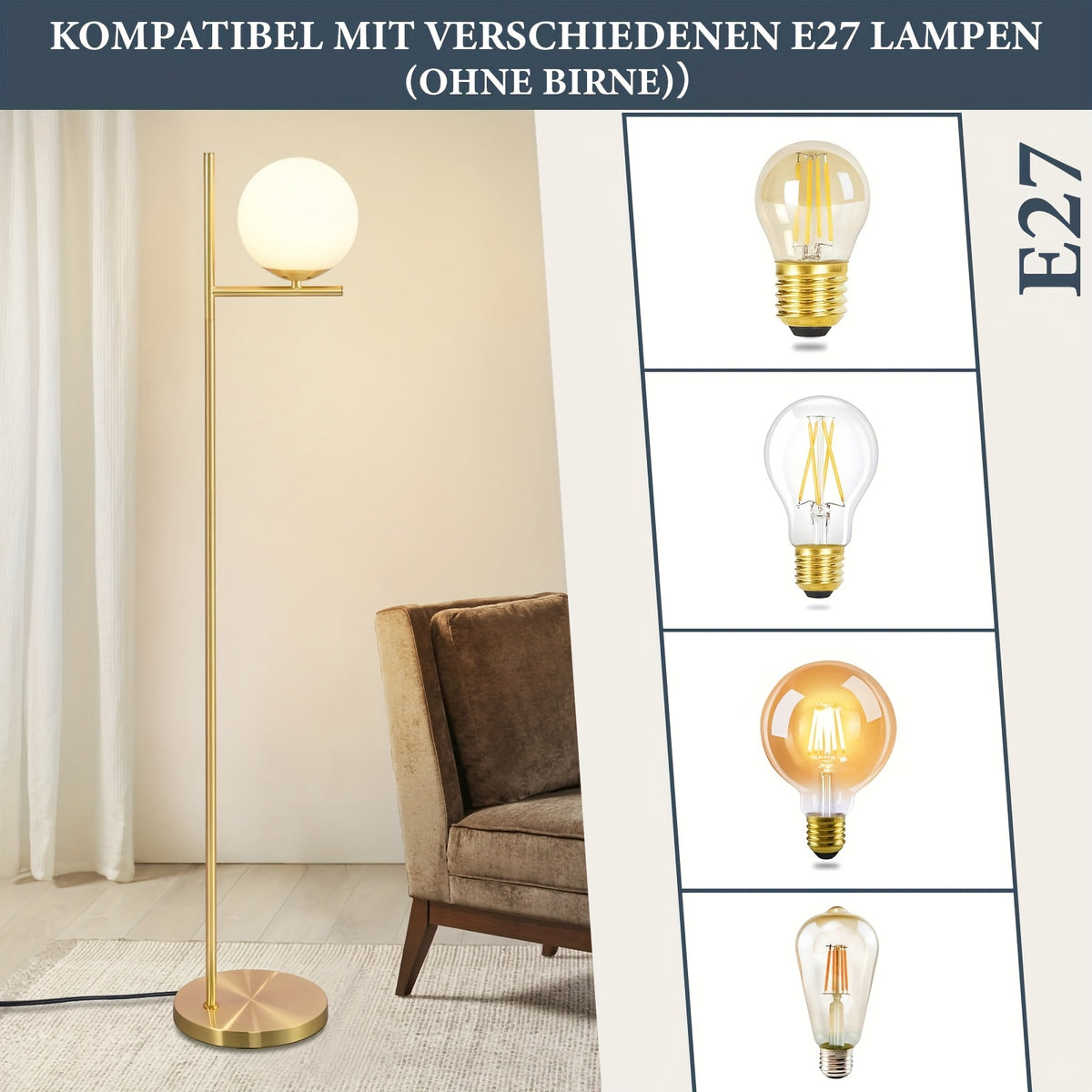 Lampe de bureau à globe opale de 20 cm, noir mat ou doré