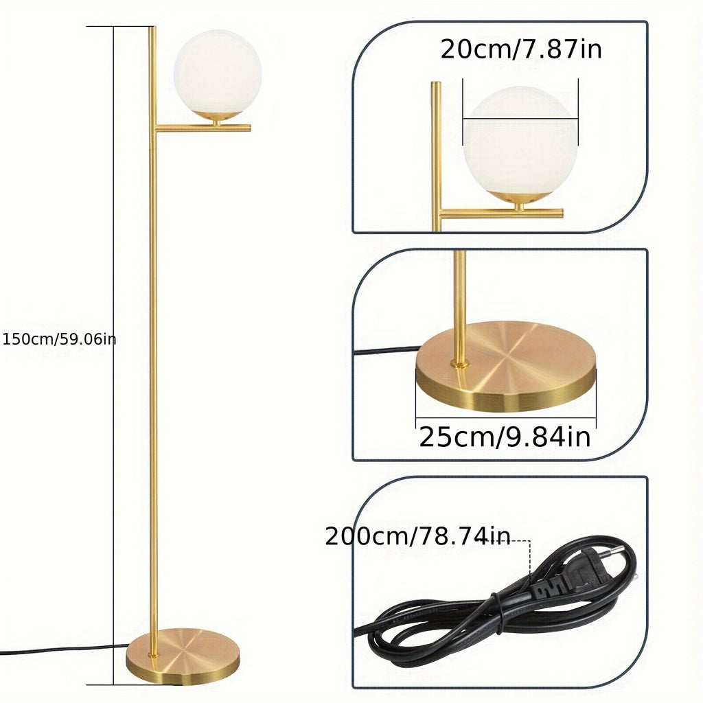 Lampe de bureau à globe opale de 20 cm, noir mat ou doré