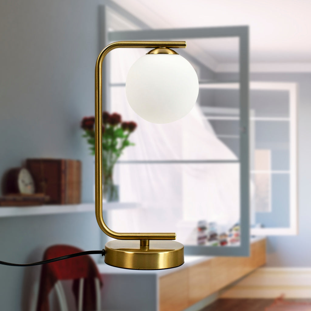 Lampe de bureau en laiton satiné - Globe en verre design — photo 5