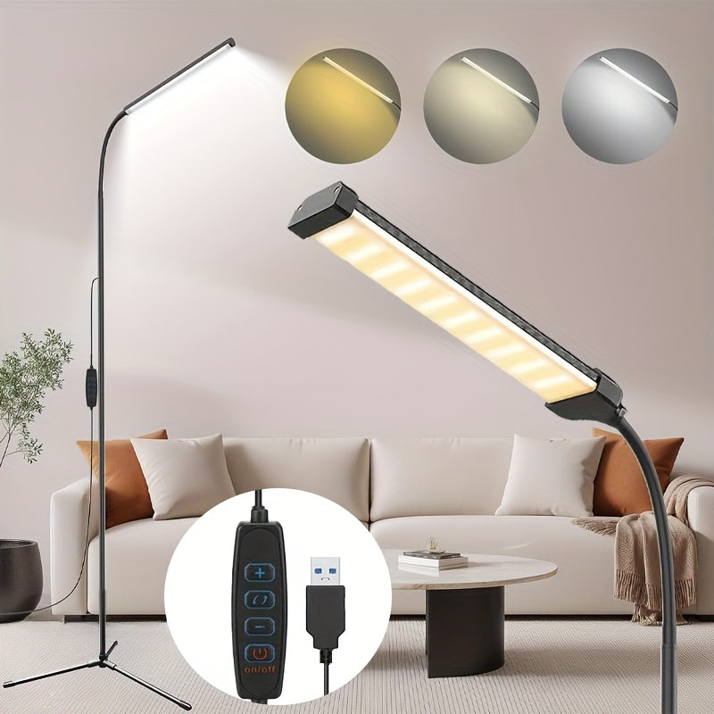 Lampe de bureau LED de lecture sur pied, mât métal 118 cm