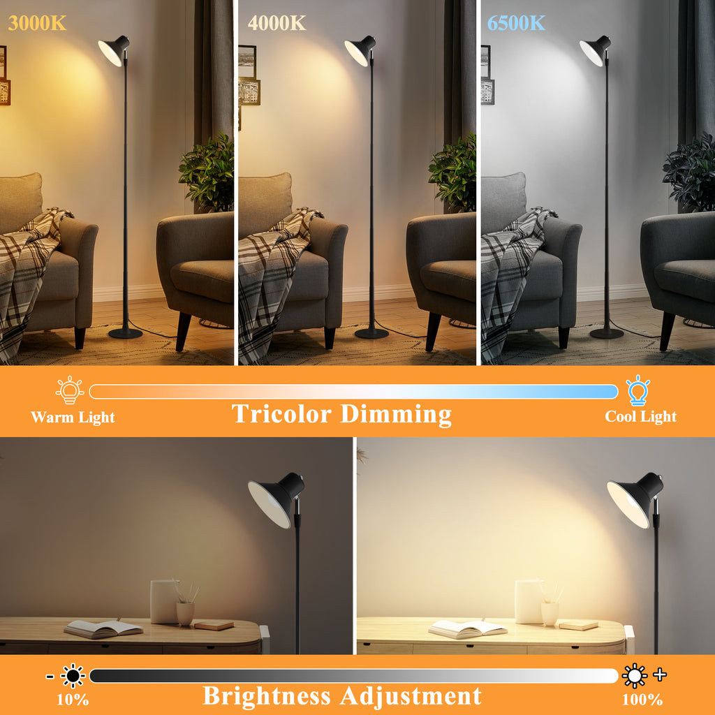 Lampe de bureau LED à mât réglable de 45 à 145 cm, trois blancs