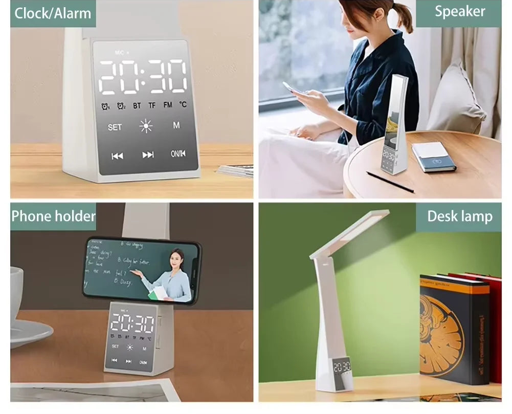 Lampe de bureau LED pliable - Reveil et enceinte Bluetooth — photo 2