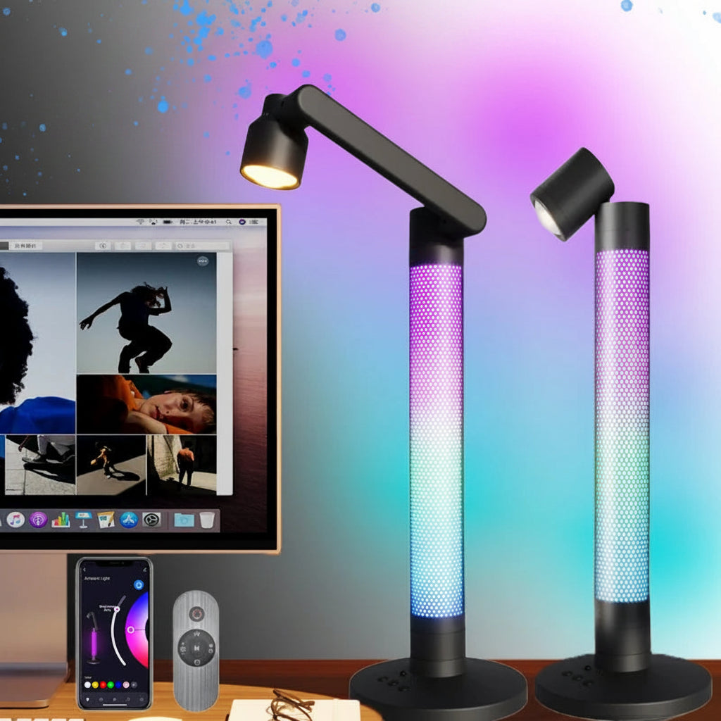 Lampe de bureau LED RGB connectée - Ambiance et rythme sonore — photo 1