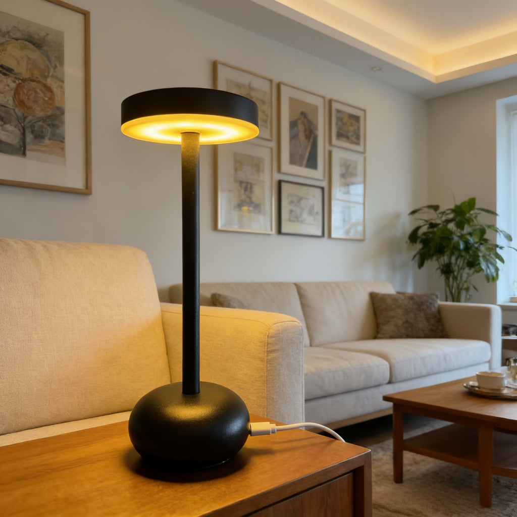 Lampe de bureau LED sans fil tactile - Métal noir design — photo 1