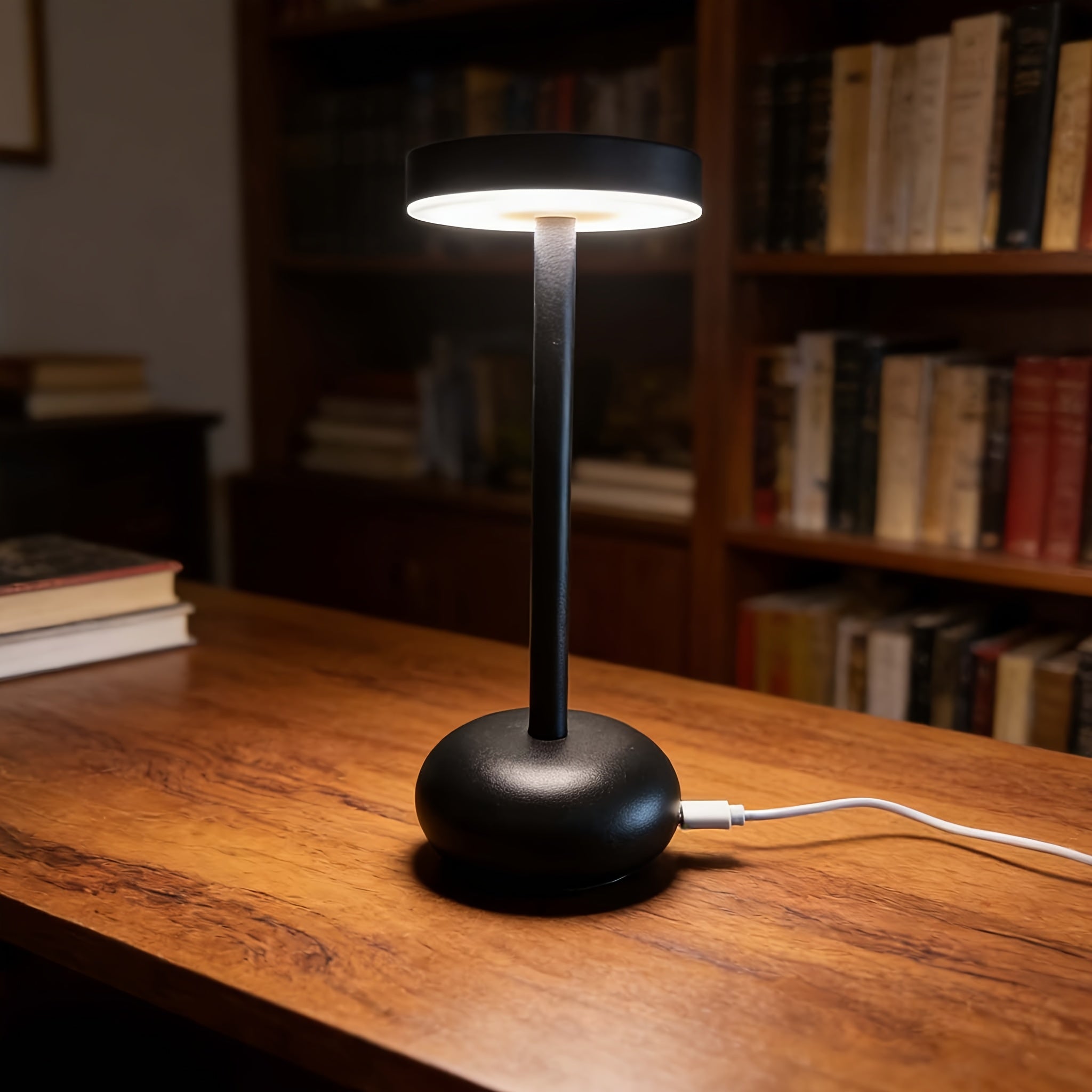 Lampe de bureau LED sans fil tactile - Métal noir design — photo 4 Image