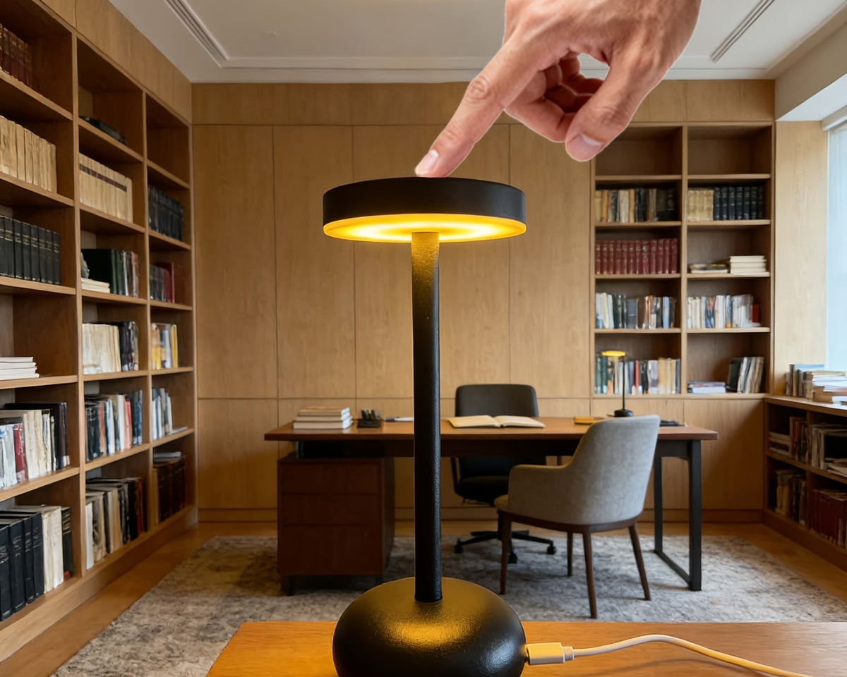 Lampe de bureau LED sans fil tactile - Métal noir design — photo 5