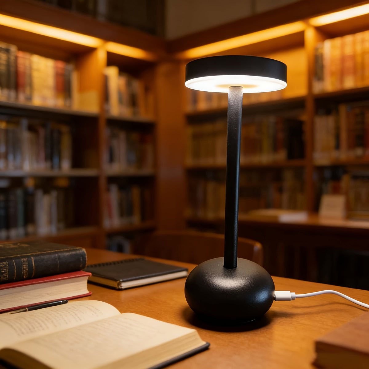 Lampe de bureau LED sans fil tactile - Métal noir design — photo 6