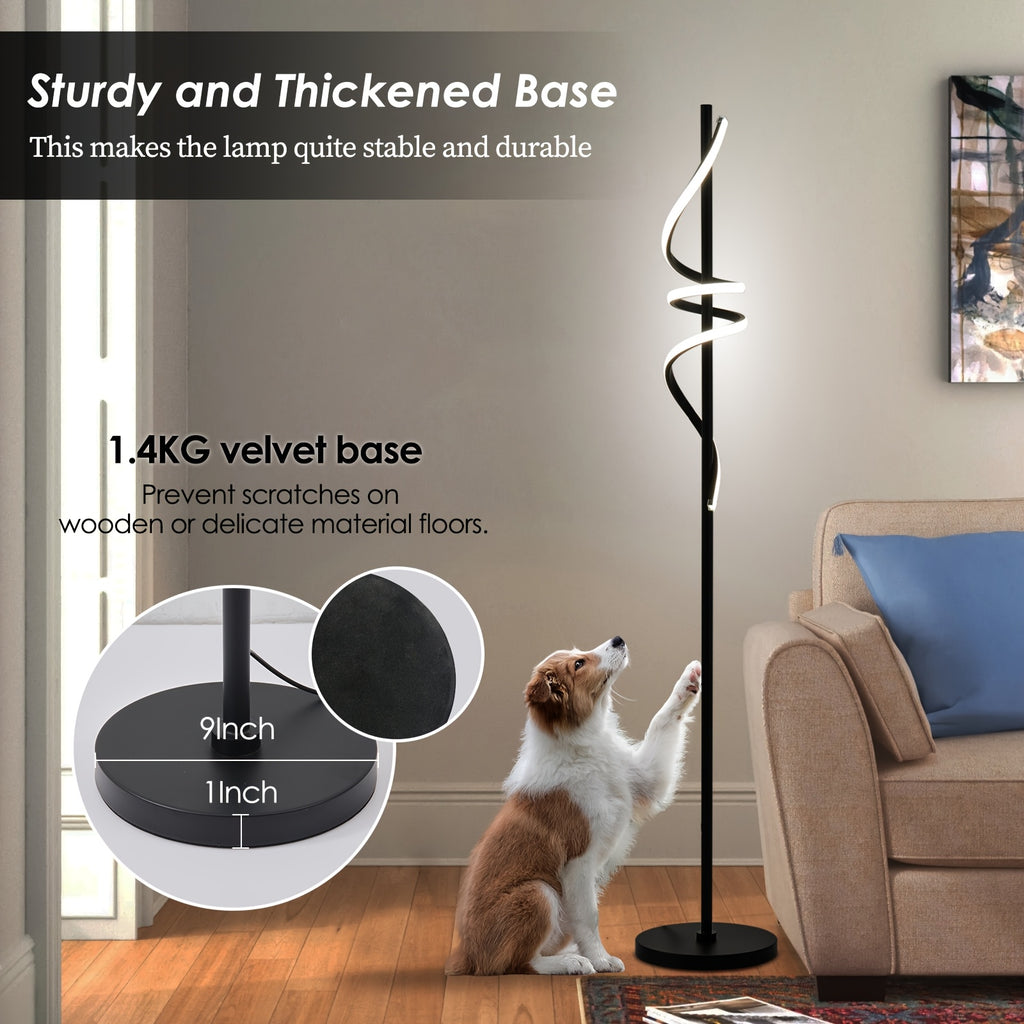 Lampe de bureau LED en spirale noire de 175 cm, tactile