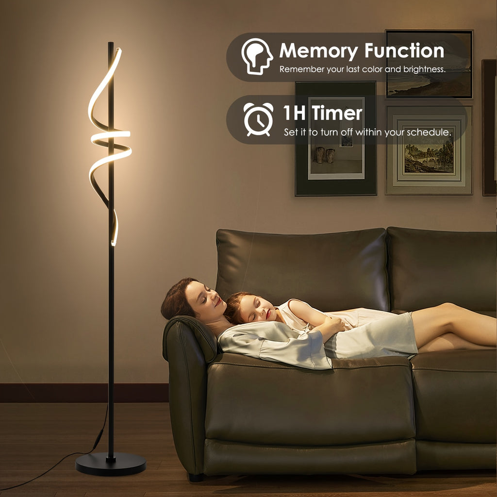 Lampe de bureau LED en spirale noire de 175 cm, tactile