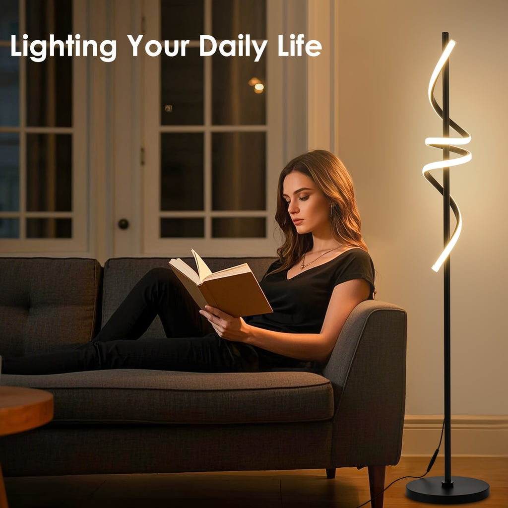 Lampe de bureau LED en spirale noire de 175 cm, tactile
