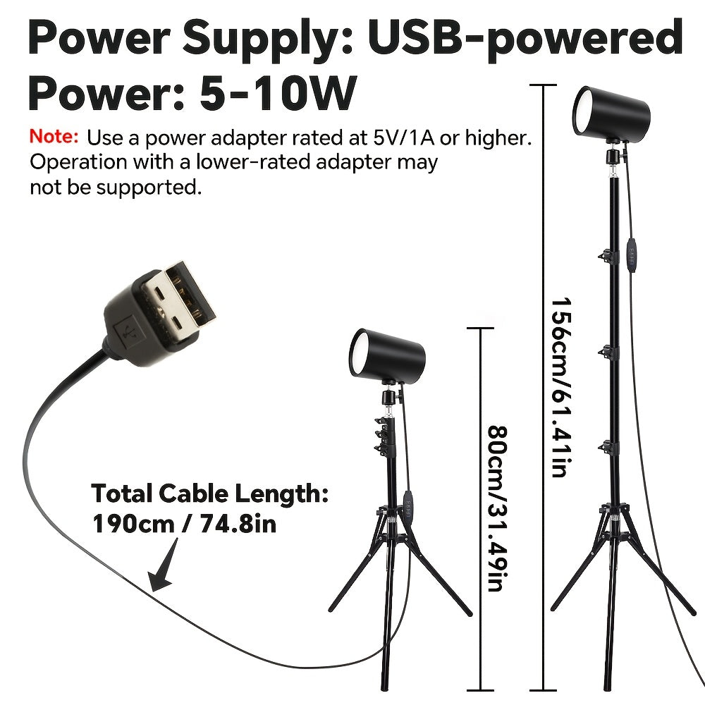 Lampe de bureau LED sur trépied pliant réglable de 80 à 156 cm